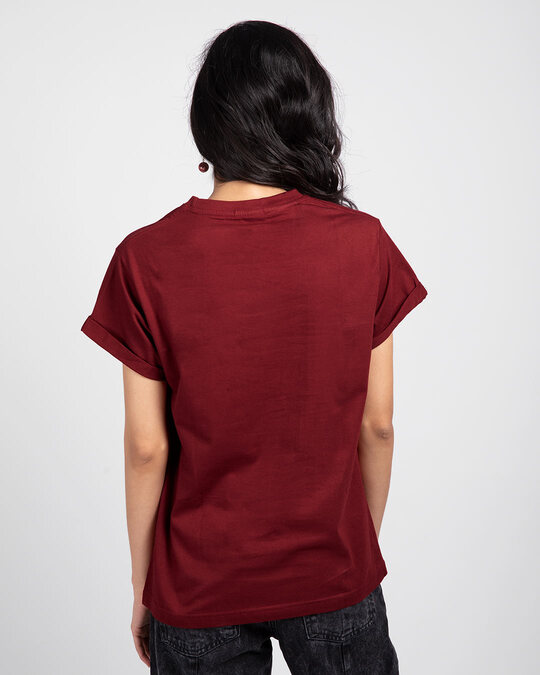 Buy Scarlet Red Plain Half Sleeve Boyfriend TShirt For Women Online