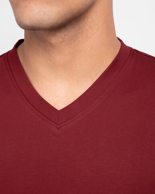 Buy Scarlet Red V-Neck Full Sleeve T-Shirt for Men red Online at Bewakoof