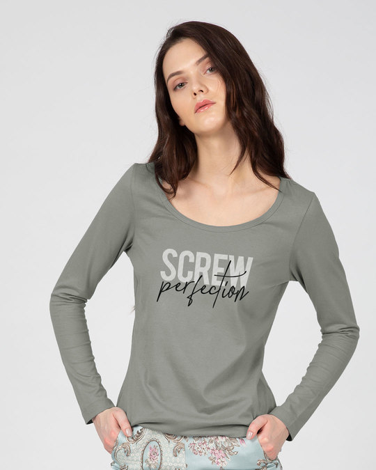 Shop Screw Perfection Scoop Neck Full Sleeve T-Shirt-Front