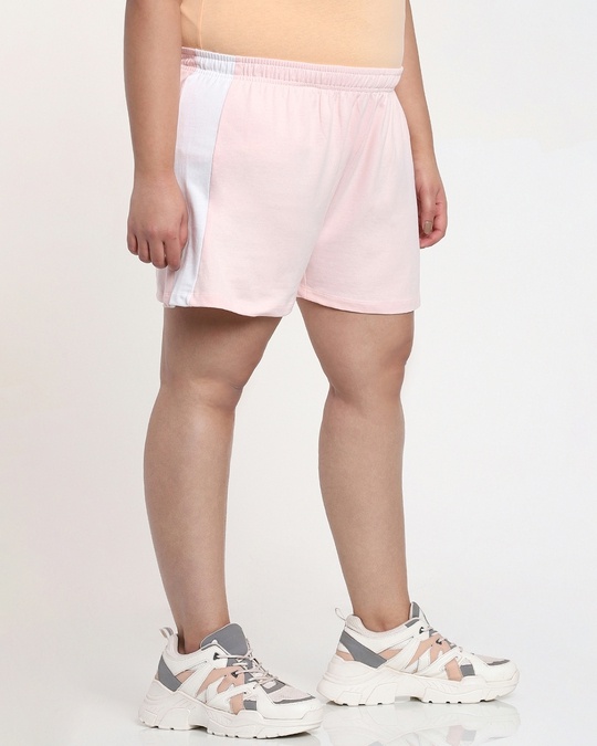 Shop Women's Sea Shell Pink Plus Size Side Panel Shorts-Front