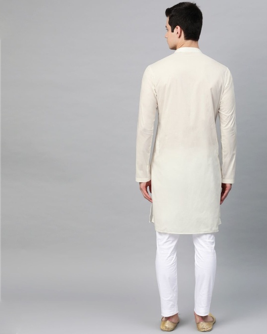 Shop Off White Embroidered Straight Kurta-Back
