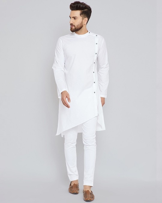 Shop White Kurta With Pyjama-Front