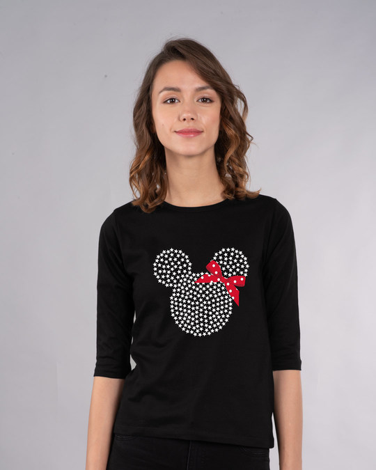 Shop Sequins Mickey Round Neck 3/4th Sleeve T-Shirt (DL)-Front