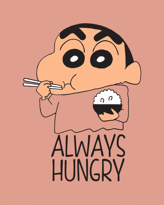 Shop Shinchan Always Hungry Round Neck 3/4th Sleeve T-Shirt (SCL)-Full