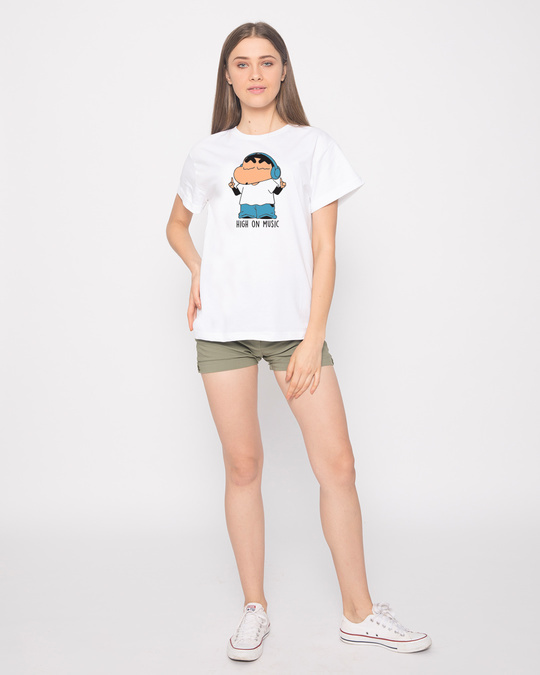 Shop Shinchan Music Boyfriend T-Shirt (SCL)-Full