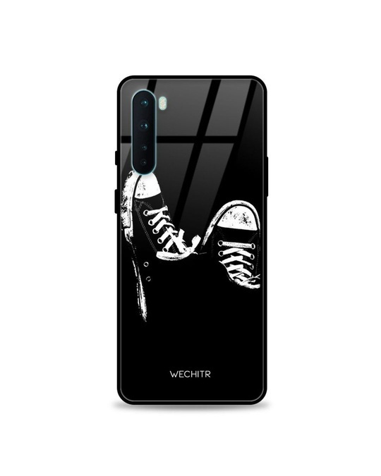 Shop Shoes Printed Premium Glass Cover for OnePlus Nord (Shock Proof, Lightweight)-Front