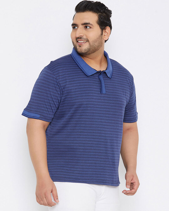 Shop Plus Size Men's Stylish Striped Half Sleeve Casual T-Shirt-Design