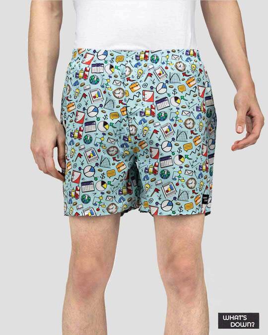 Buy What's Down | Sky Blue Doodles Boxer Shorts | Office Boxers Online ...