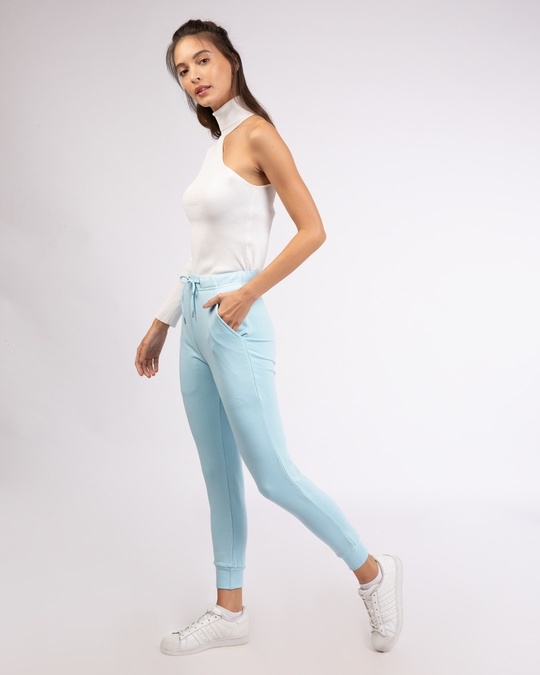 sky blue joggers womens