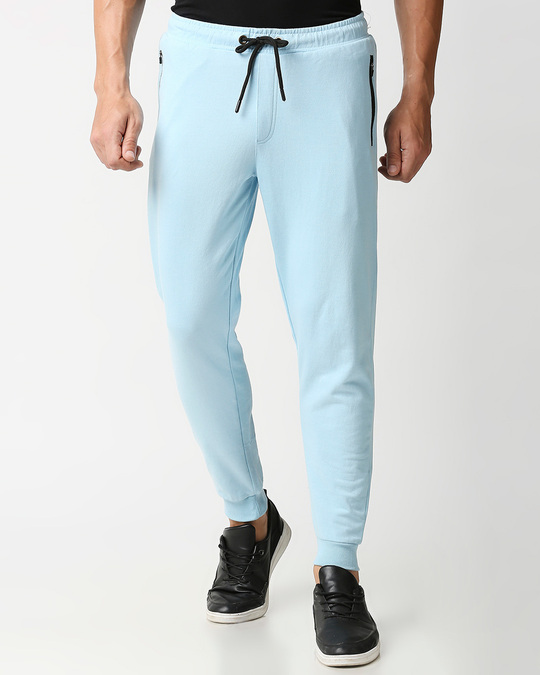 Shop Sky Blue Casual Jogger Pants With Zipper-Front