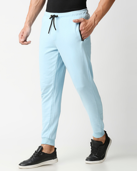 Shop Sky Blue Casual Jogger Pants With Zipper-Back