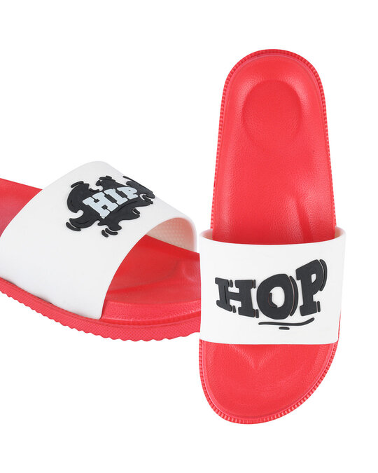 Shop Hip Hop White & Red Casual Lightweight Trendy Flip Flop For Men's-Design