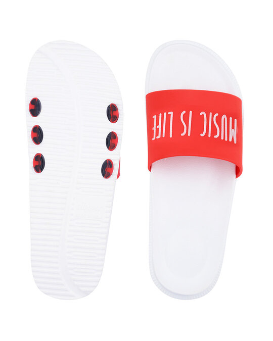 Shop Music Red & White Casual Lightweight Trendy Flip Flop For Men-Back