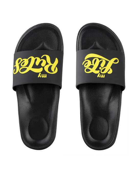 Shop My Life My Rules Black Casual Lightweight Trendy Flip Flop For Men-Front