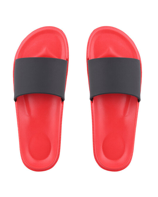 Shop Plain Black & Red Casual Lightweight Trendy Flip Flop For Men-Front
