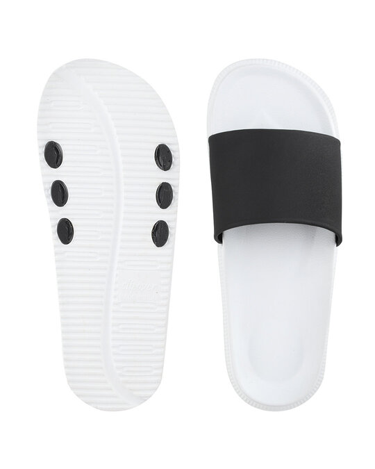 Shop Plain Black & White Casual Lightweight Trendy Flip Flop For Men-Back