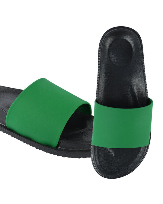 Shop Plain Green & Black Casual Lightweight Trendy Flip Flop For Men-Full