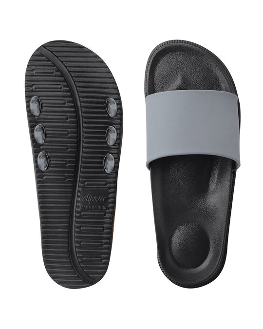 Shop Plain Grey & Black Casual Lightweight Trendy Flip Flop For Men-Back