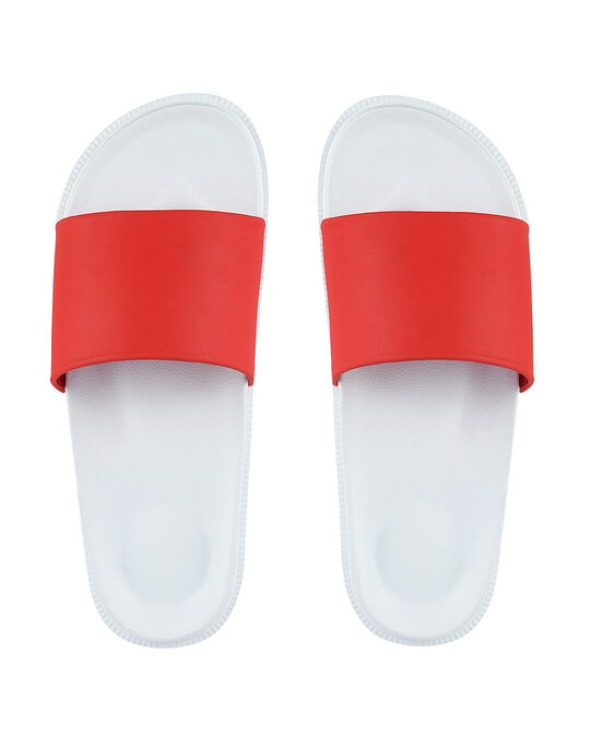 Shop Plain Red & White Casual Lightweight Trendy Flip Flop For Men-Front