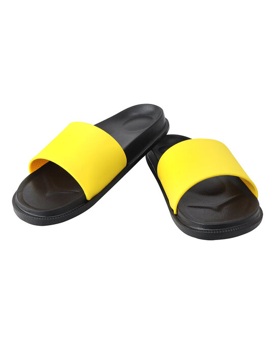 Shop Plain Yellow & Black Casual Lightweight Trendy Flip Flop For Men-Full