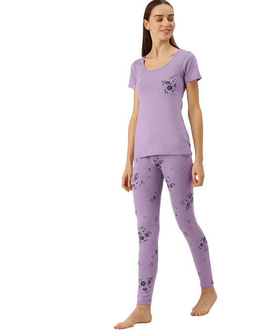 Shop Women's Lavender Printed Pyjama set-Design