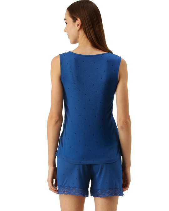 Shop Women's Blue Polka Print Lace Short set-Back