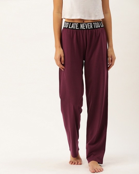 Shop Slumber Jill Recycled Never Too Late Bordeaux Lounge Pants-Front
