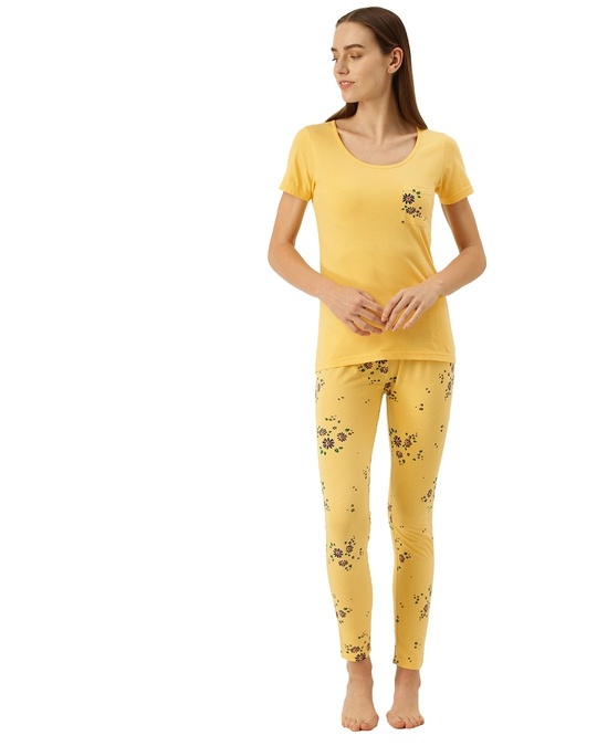 Shop Women's Yellow Sunset gold Pyjama set-Front
