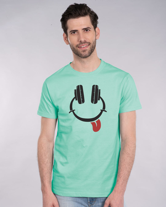 Buy Smiley Headphone Face Half Sleeve TShirt Online at Bewakoof