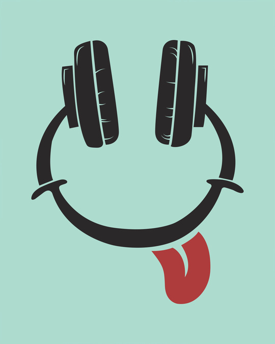 Buy Smiley Headphone Face Half Sleeve TShirt Online at Bewakoof