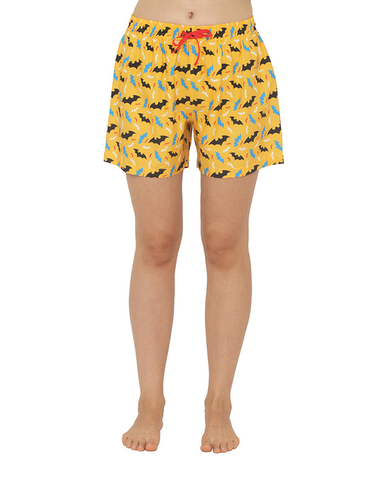 Shop Women's Yellow Printed Regular Fit Boxer-Front