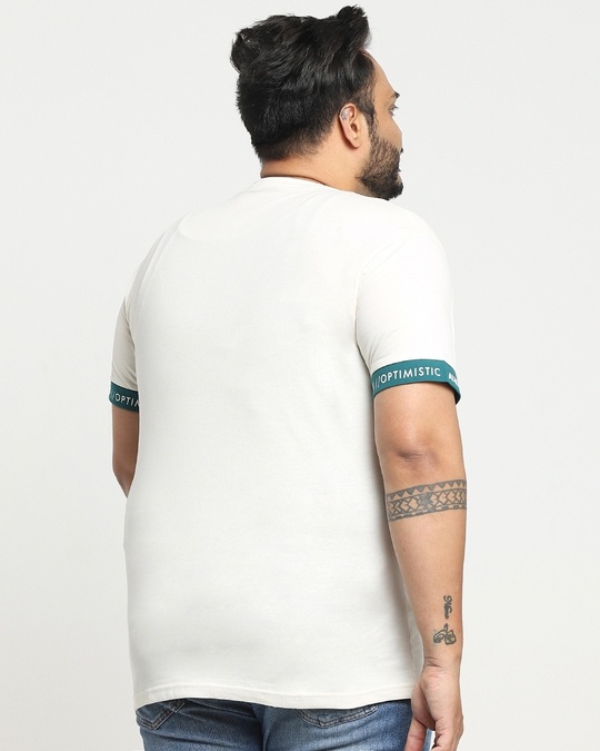 Shop Snazzy Green Plus Size Sleeve Tape T-shirt For Men's-Full