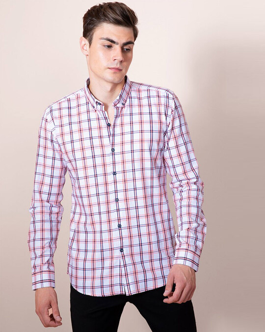Shop 80's Small White Check Shirt-Front