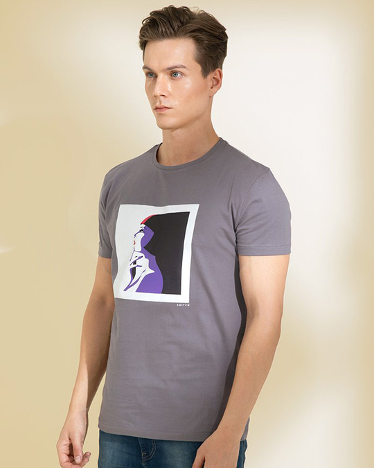 Shop Ladypop Grey Graphic T Shirt-Back