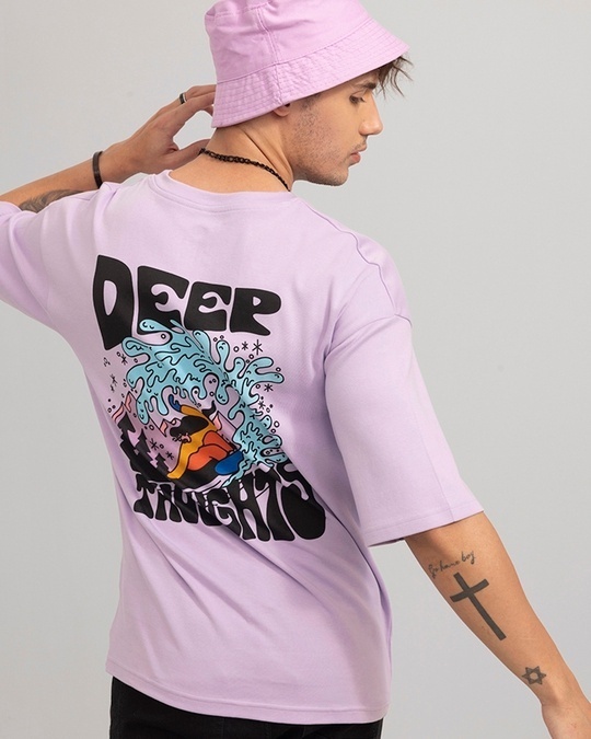 Buy Snitch Men's Purple Thoughts Run Deep Graphic Printed Oversized T ...