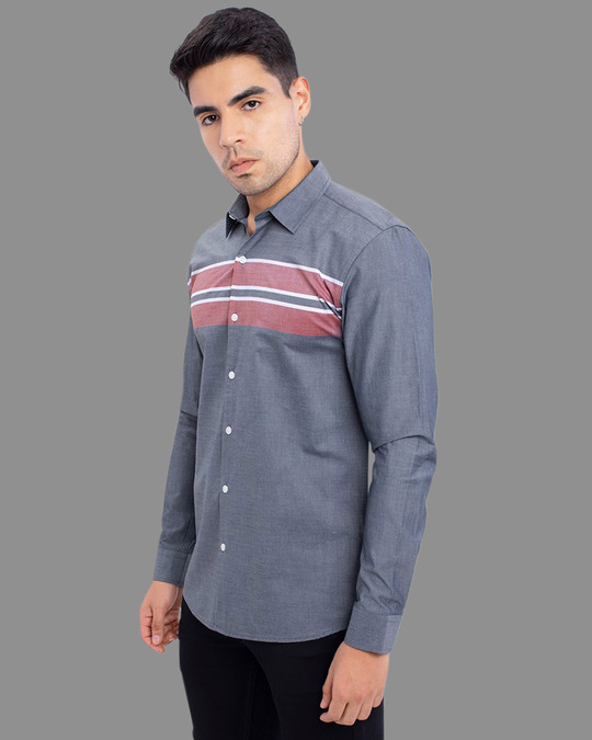 Shop Triad Grey Multi Stripe Shirt-Back