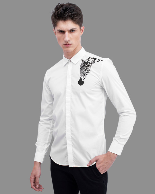 Snitch Zebra White Printed Shirt