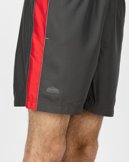 Shop SOC Reflective Grey Outdoor Sports Running Shorts-Full