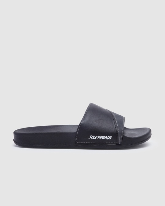 Buy SOLETHREADS Men's Black Soft Cushioned Slidder Online in India at ...