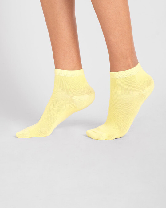 Shop Women's Solid Cream Yellow Ankle Length Socks-Front