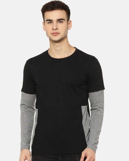 Shop Solid Men's Round Neck Black Casual T-Shirt-Front