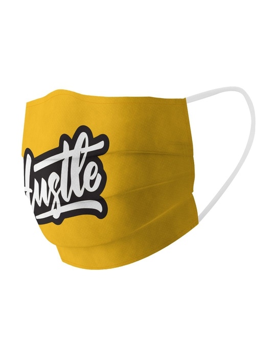 Shop Yellow Hustle Face Mask-Full