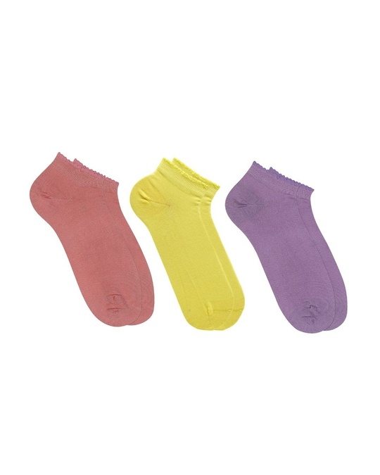 Shop Sit With Us Pack Of 3 Assorted Low Cut Ankle Solid Cotton Socks-Front