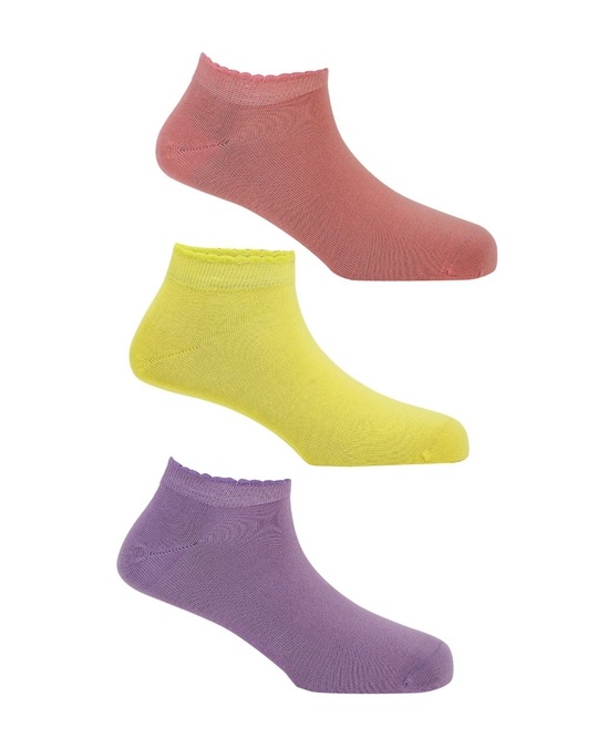 Shop Sit With Us Pack Of 3 Assorted Low Cut Ankle Solid Cotton Socks-Back
