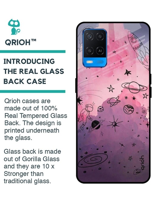 Shop Space Doodles Printed Premium Glass Cover for Oppo A54 (Shock Proof, Lightweight)-Back
