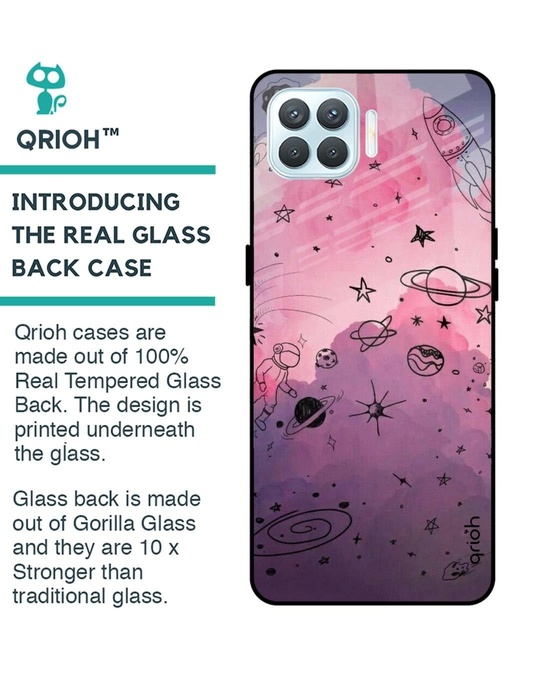 Shop Space Doodles Printed Premium Glass Cover for Oppo F17 Pro (Shock Proof, Lightweight)-Back
