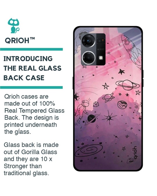 Shop Space Doodles Printed Premium Glass Cover for OPPO F21 Pro (Shockproof, Light Weight)-Back
