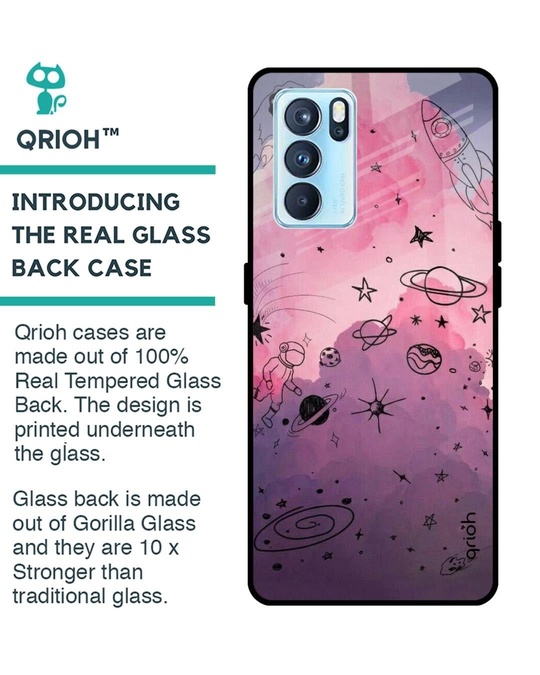 Shop Space Doodles Printed Premium Glass Cover for Oppo Reno 6 5G (Shock Proof, Lightweight)-Back