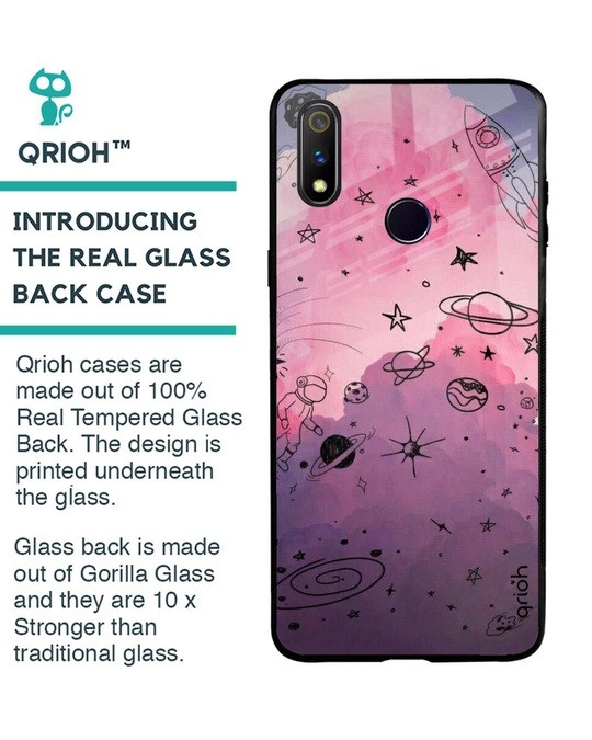 Shop Space Doodles Printed Premium Glass Cover for Realme 3 Pro (Shock Proof, Lightweight)-Back
