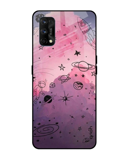Shop Space Doodles Printed Premium Glass Cover for Realme 7 Pro (Shock Proof, Lightweight)-Front
